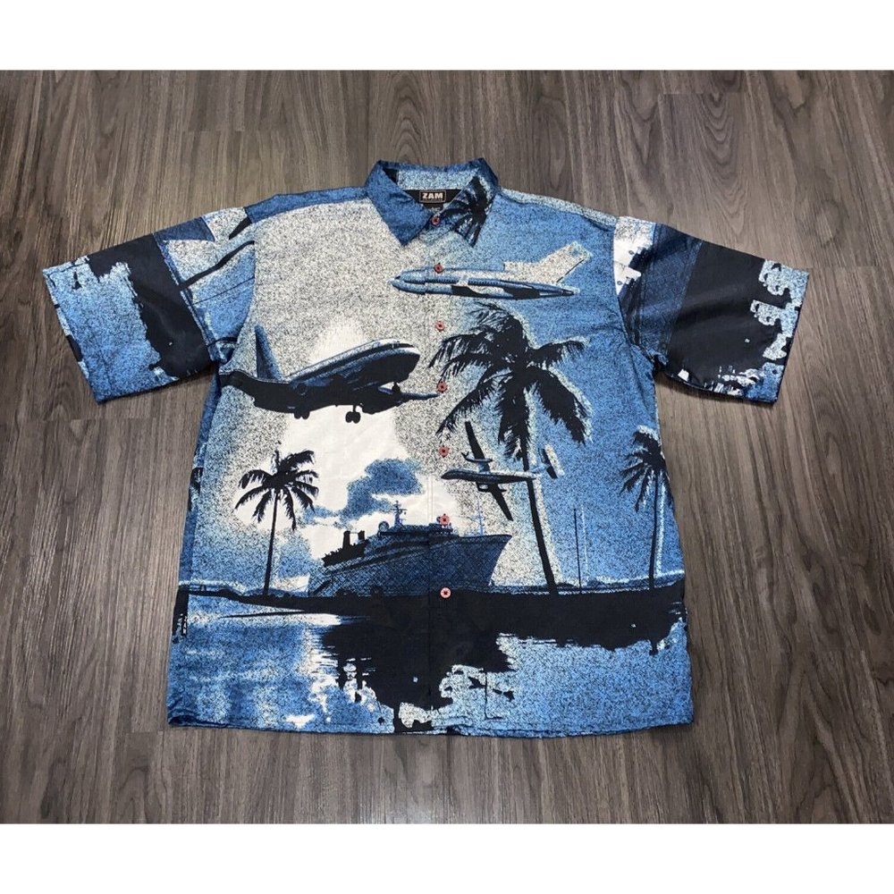 Vintage ZAM Collection Shirt Japanese Blue Men's Large